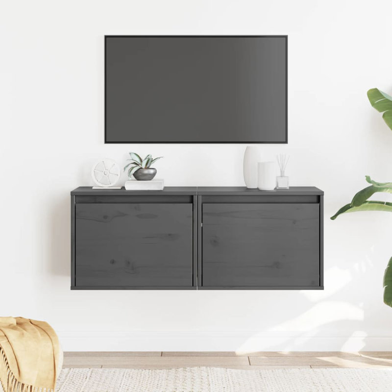 Gesell Pine Solid Wood Floating Shelf, Grey, 35cm H x 45cm W x 30cm D