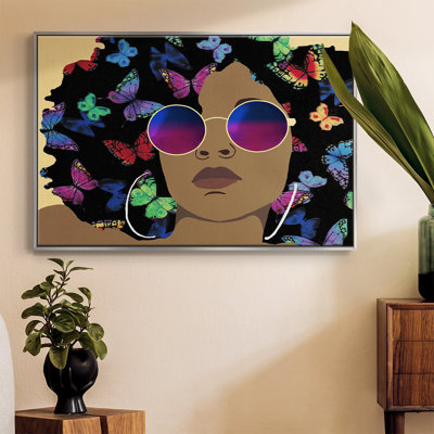 «Butterfly Diva I», peinture sur toile encadrée