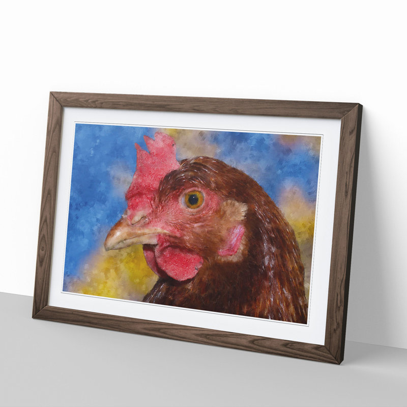 Hen - Framed Print, Walnut Framed, 27cm H x 36cm W x 2cm D