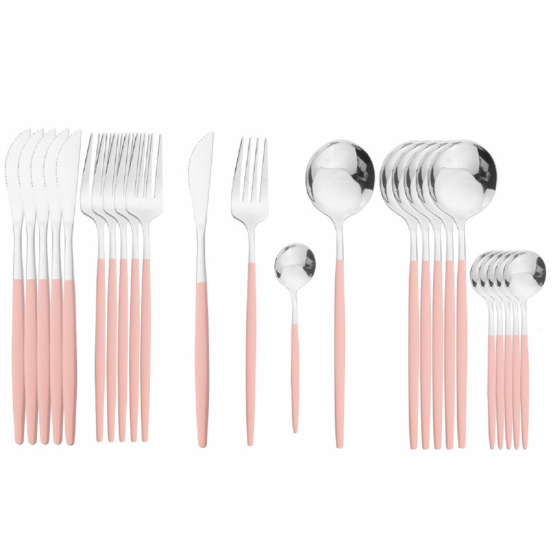 Service de couverts 24 pièces pour 6 personnes Hilten, Rose / argenté
