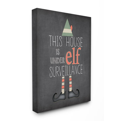 «Holiday Elf surveillance Chalkboard Typographie», reproduction d'impression sur toile