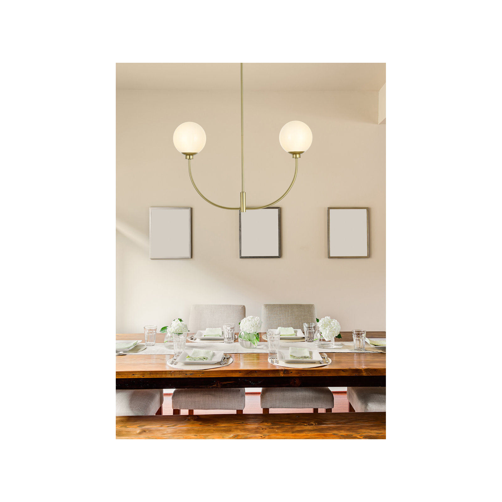 Kyle 2 - Light Metal Chandelier, Brass, 19" H x 30" W x 7" D