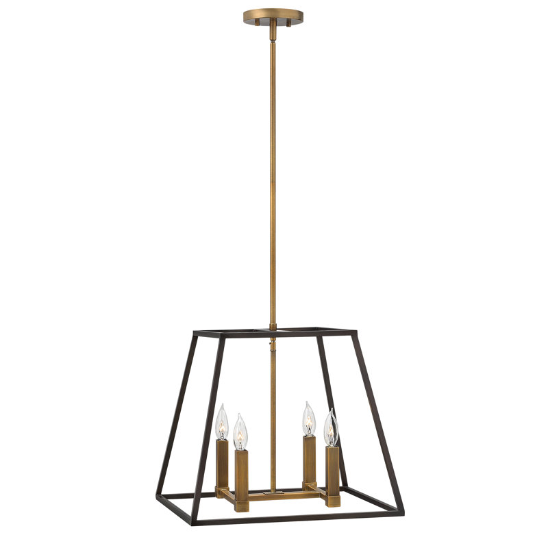 Burley Oak 4-Light Single Geometric Pendant, 16.25" H x 18" W x 18" D