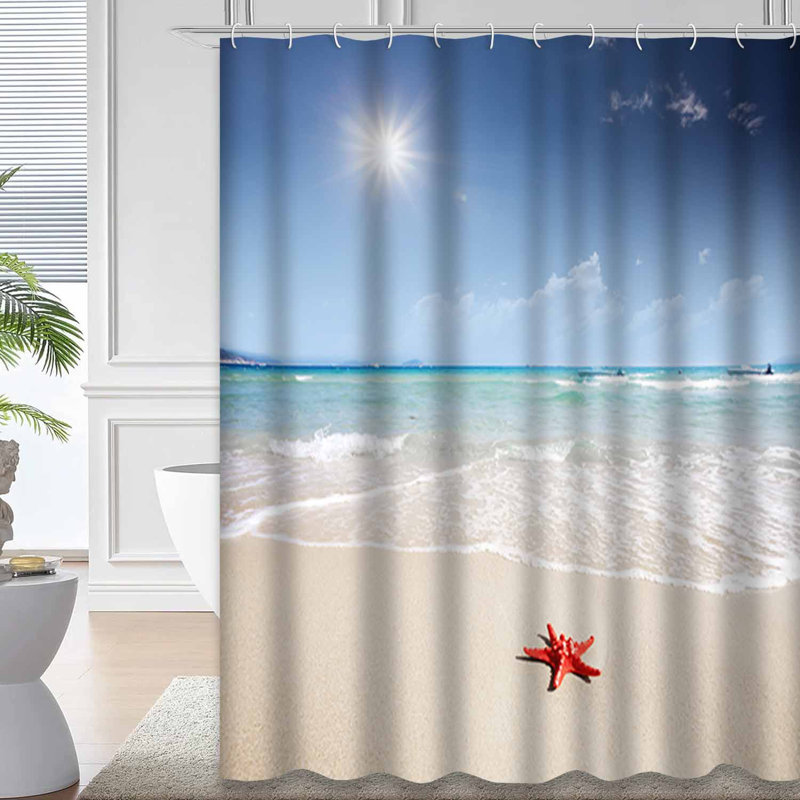 Rideau de douche Red Starfish Beach, L 72 po x l 72 po