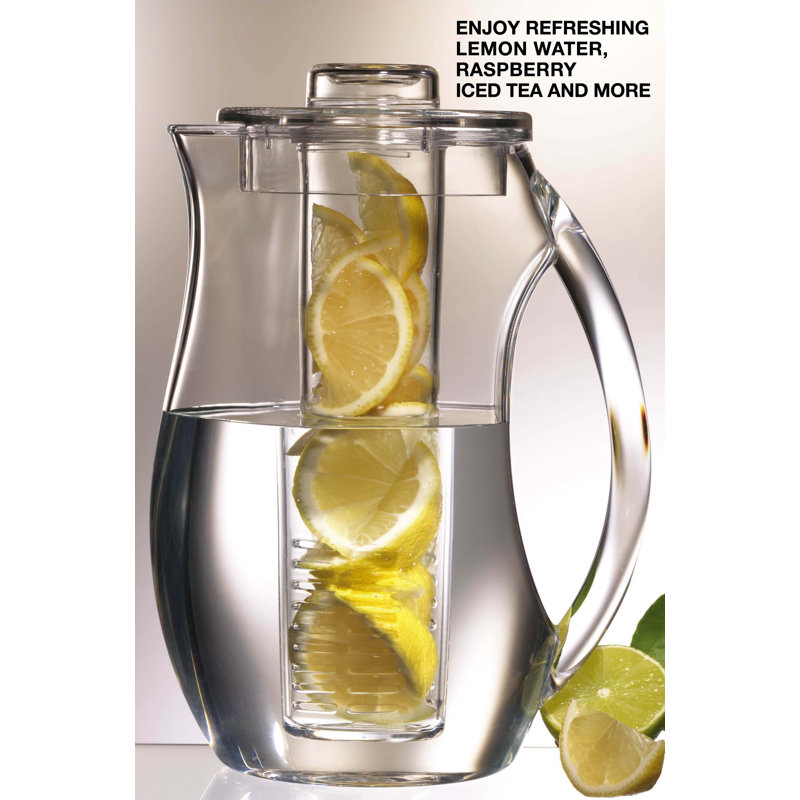 Grunwerg Acrylic Infusion Natural Flavoured Water Pitcher Jug with Removable Fresh Fruit Insert, Clear, 2 Litre