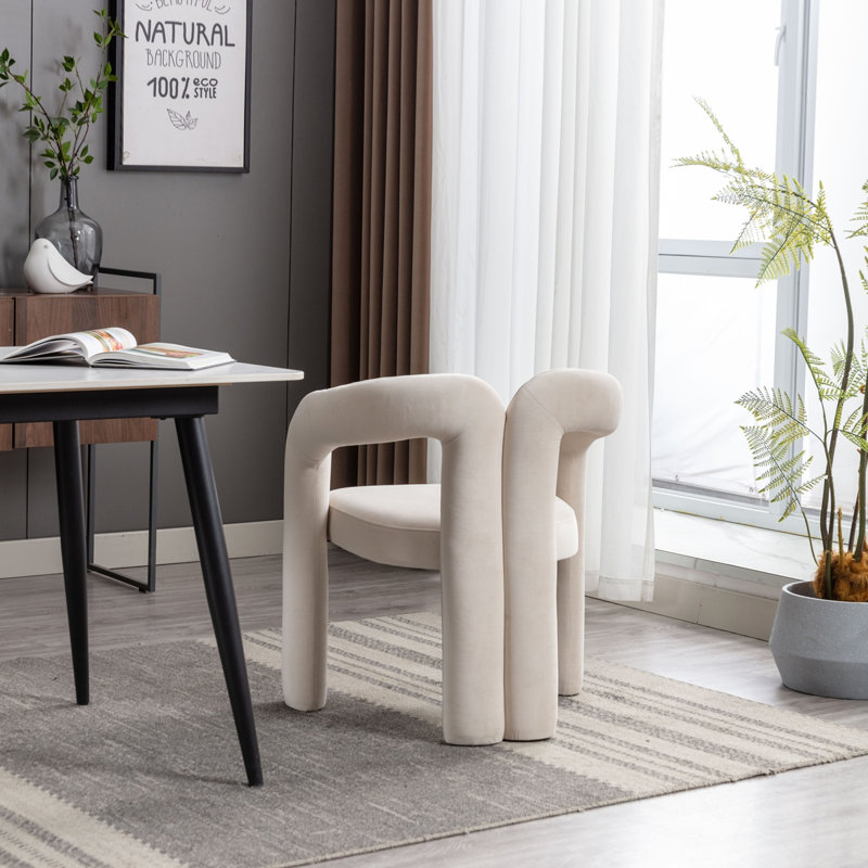 Chaises d'appoint pour salon, ensemble de 2, Velours beige, H 27,95 po x l 25,2 po x P 19,88 po