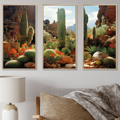 Cactus vert en fleurs au Nevada - Art mural floral cactus