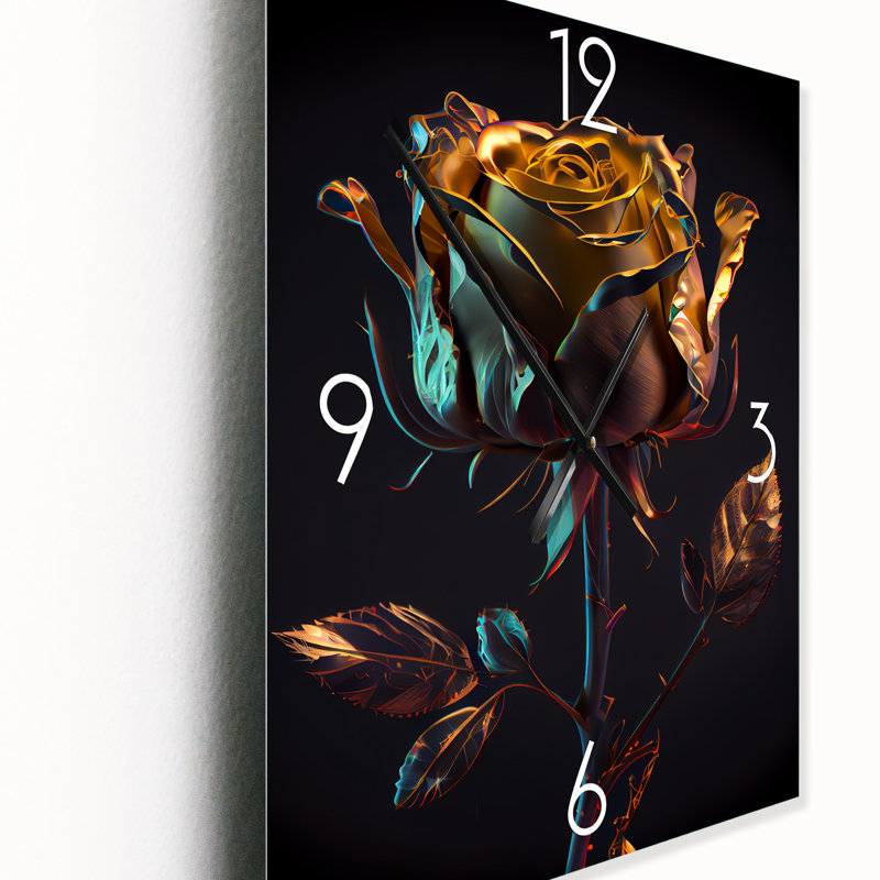Horloge murale Glam Golden Rose I, Très petit