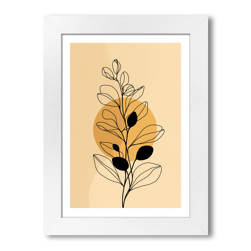 Scandinavian Minimalist Eucalyptus Line Art Wall Art - Subtle Beige Botanical Composition, Premium Home Decor Giclee Art Print 1 Piece Wall Art
