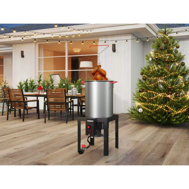 Ensemble de friteuse au propane 30 pte et 10 pte avec brûleur 50 000 BTU, friteuse à dinde et à poisson avec paniers pour la cuisson à l'extérieur