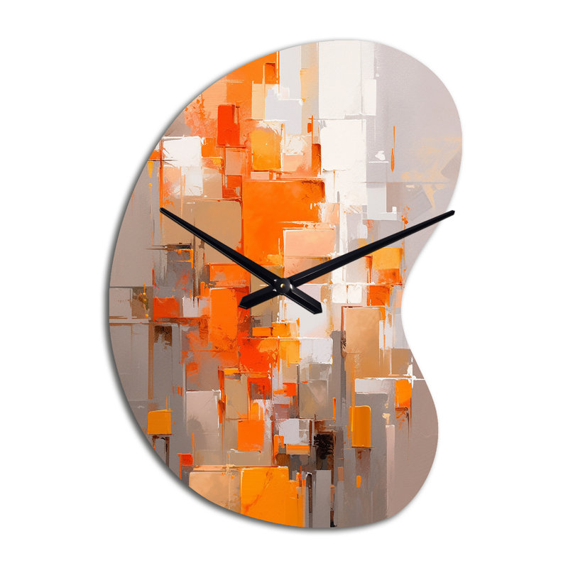 Horloge murale cubique orange brisée - réalités brisées, Grand