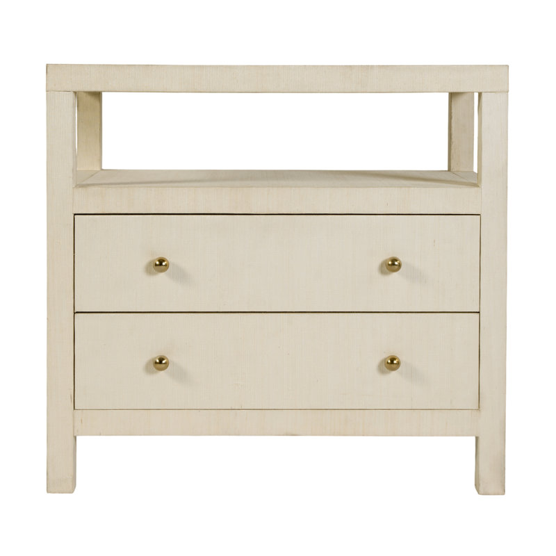 28 po Celine W - table de chevet 2 tiroirs avec tablette, beige, Beige