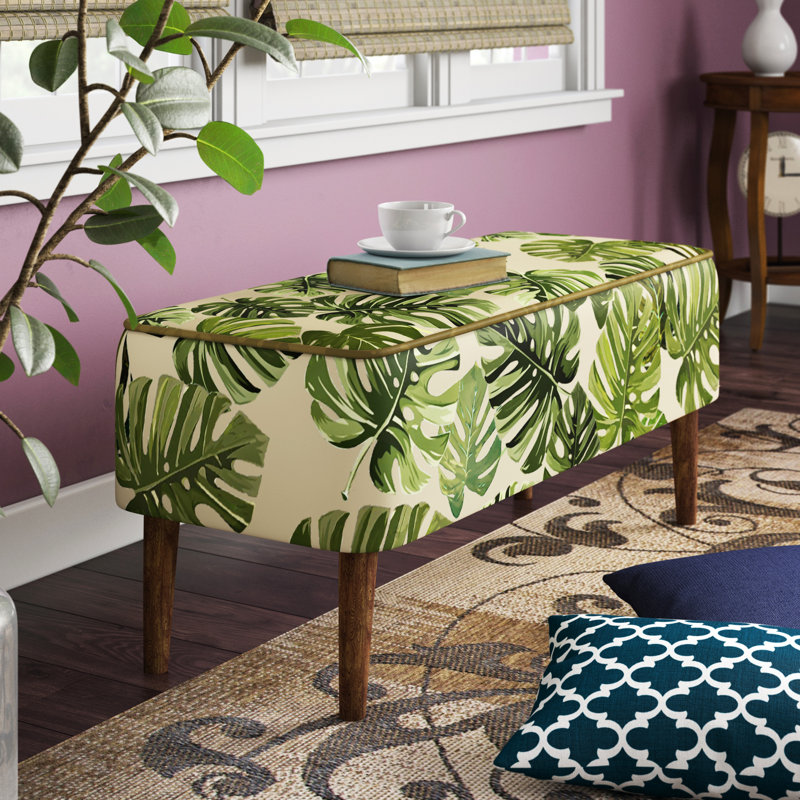 Polyester Blend Upholstered Bench, Green