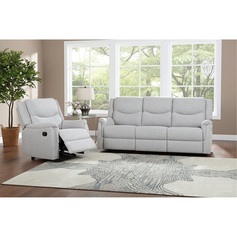 Ensemble de salon de style moderne 2 pièces Canapé 1 x Fauteuil inclinable 1 x Dossier de soutien entièrement rembourré Sincère finition manuelle