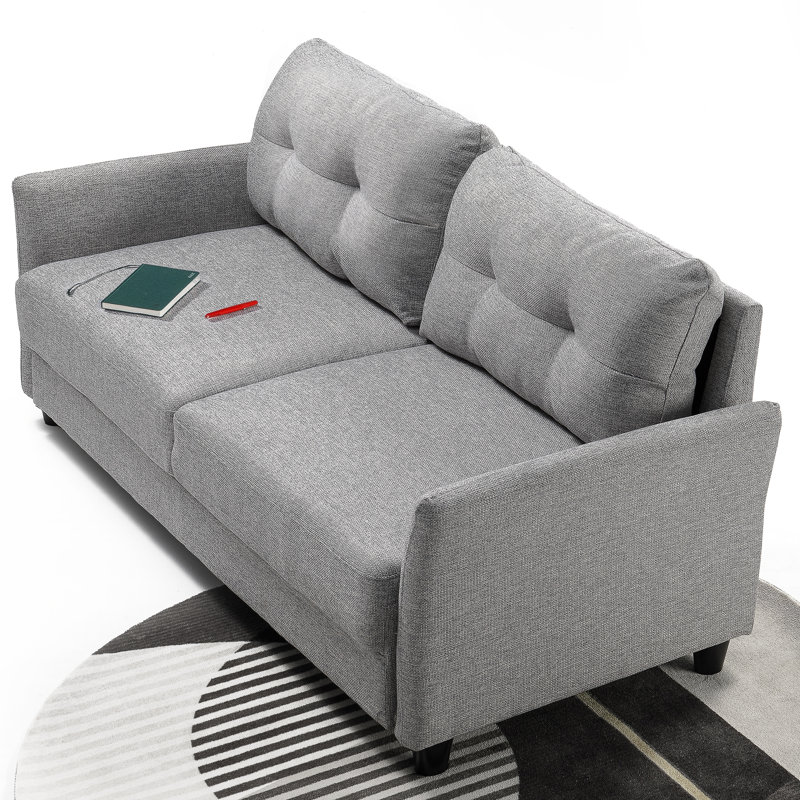 Helsley Upholstered 78.35'' Sofa, Soft Gray 100% Polyester