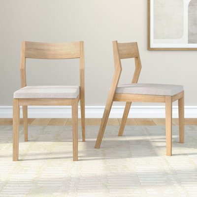 Chaise de salle à manger moderne en bois massif avec coussin rembourré (paquet de 2)