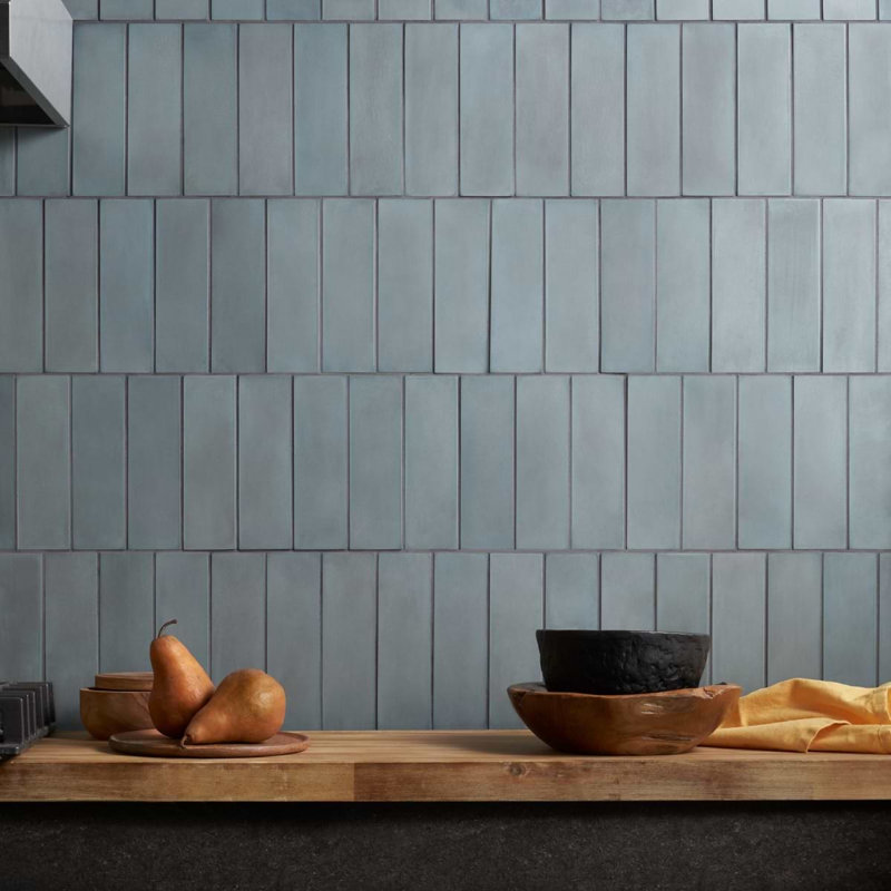 Color One 2x8 Matte Cement Tile, Teal Blue