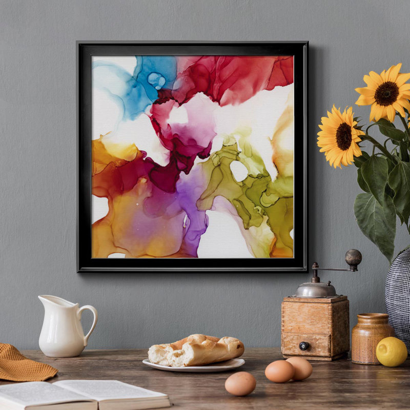 " Spectrum Colours I " Painting Print, 24" H x 24" W x 1" D, Black Framed Canvas