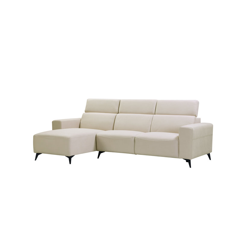 Bari Upholstered L-Shaped Sectional, Left Hand Facing, Beige Polyester Blend