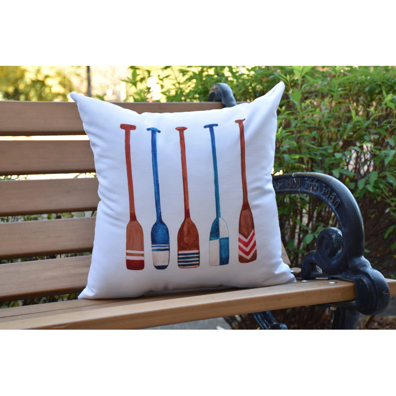 Nantucket Outdoor Reversible Throw Pillow, Ivory, 16" x 16"