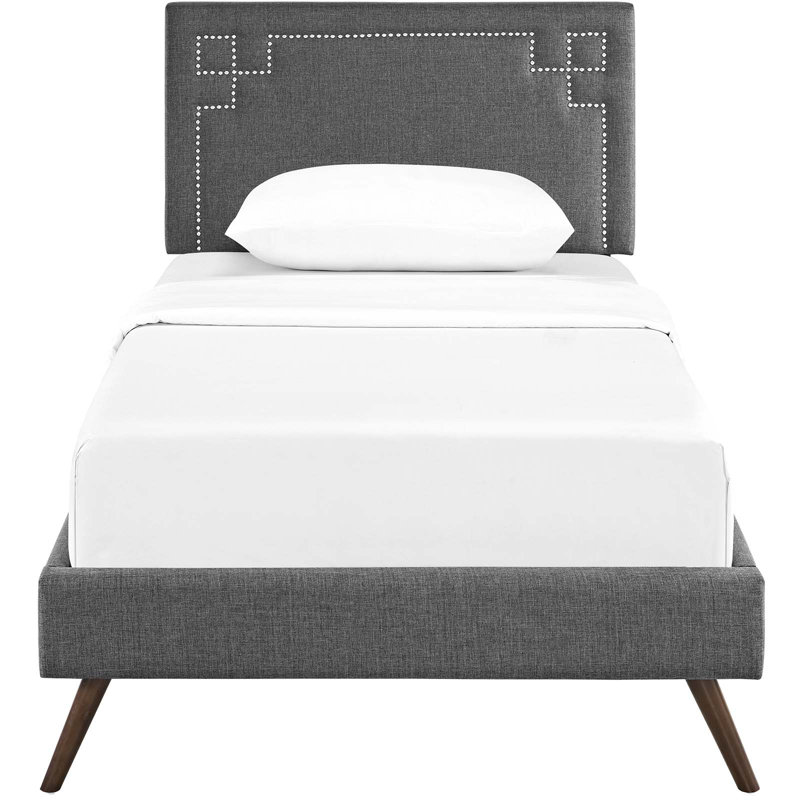 Modway Ruthie Platform Bed with Round Splayed Legs, Gray, Full
