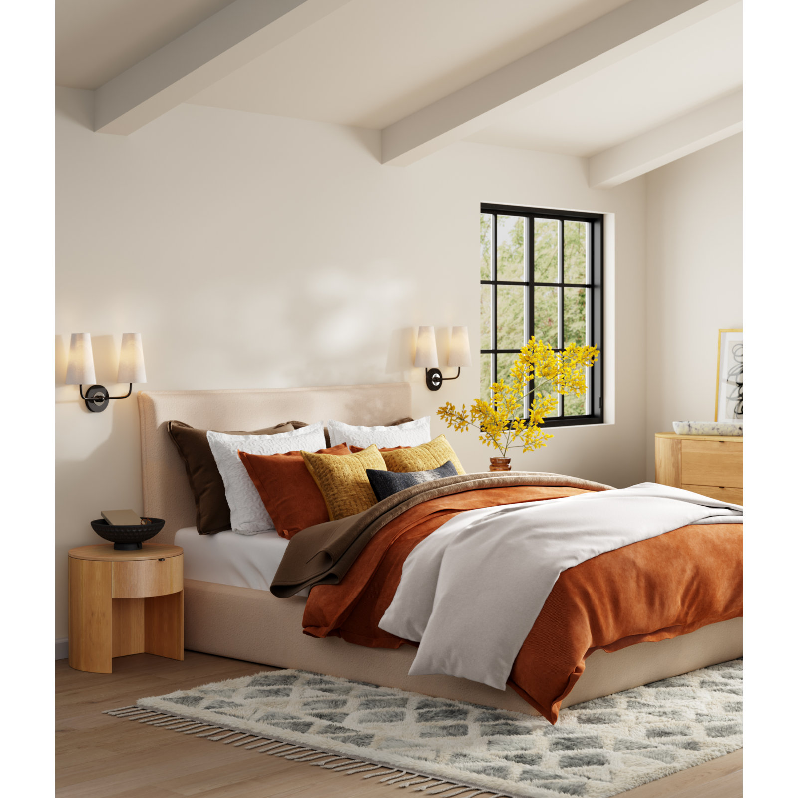 Neil Pima Cotton Duvet Cover Set, Terracotta, King Duvet Cover + 2 Pillowcases