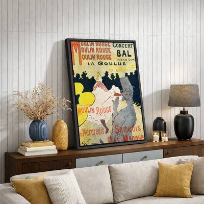 Moulin Rouge La Goulue Cabaret Poster Artwork, Vintage Paris Nightlife Art Pictures, Framed Canvas Giclee Print Wall Art