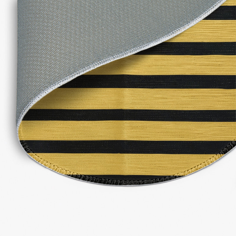 Tapis intérieur / extérieur brun HorizontalStripes, Rond 5 pi