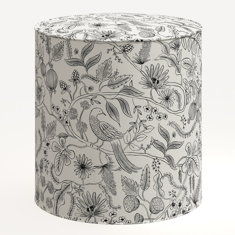 Billie Ottoman, Rpc Aviary Black & Cream Linen