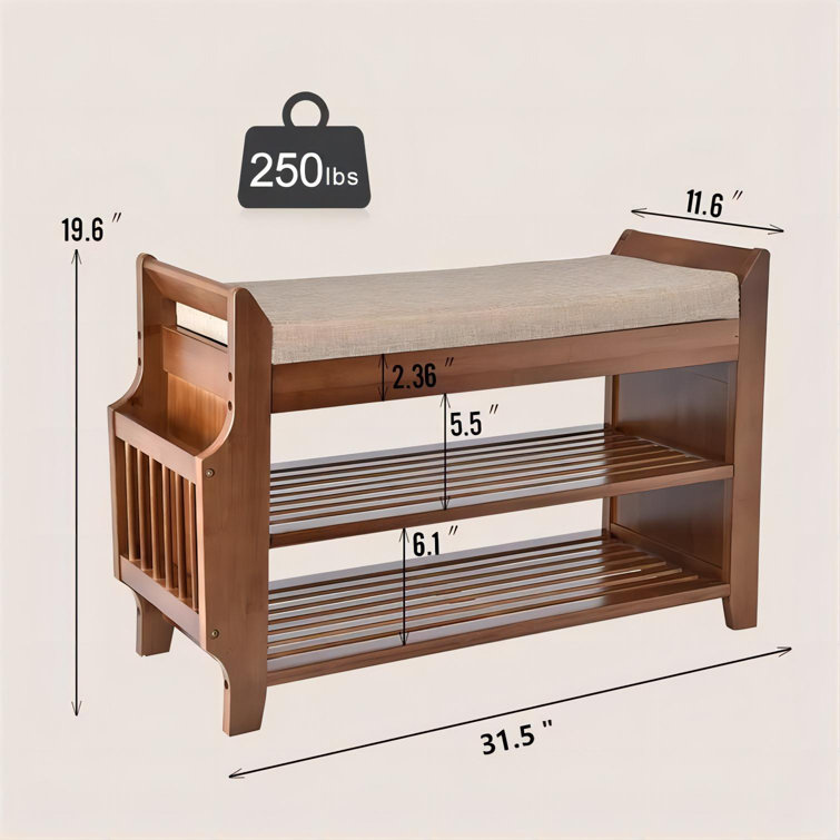 Three Tier Double Wide Bamboo Shelf Brown - Organize It All