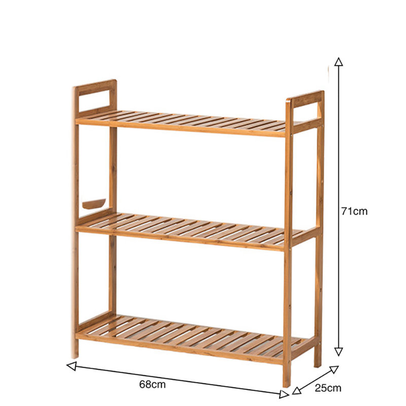 Multiple layers Wood Book Storage Shelf, (3 Shelves) 71"H x 68"W x 25"D