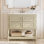 Meuble-lavabo simple 35,4 po avec comptoir en céramique design Conception en forme de fuseau wood Bois massif