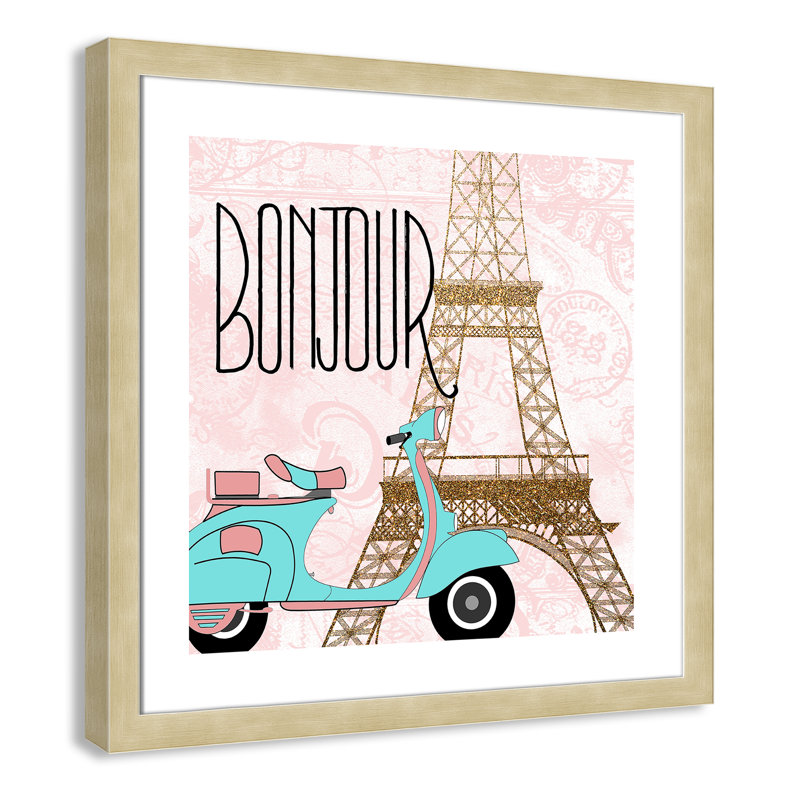 Bonjour paris 2, Cadre boîte champagne clair, H 13 po x l 13 po x P 1,19 po