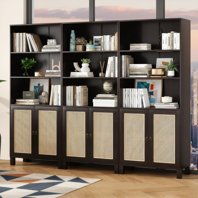 29.9" W Modern Bookcase, Walnut