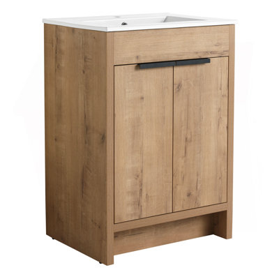 Meuble-lavabo autoportant 24 po 2 portes à fermeture en douceur ((KD-PACKING), meuble-lavabo sans comptoir