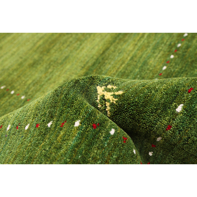 Tapis vert Kashkuli Gabbeh 4 pi 11 po x 7 pi 9 po