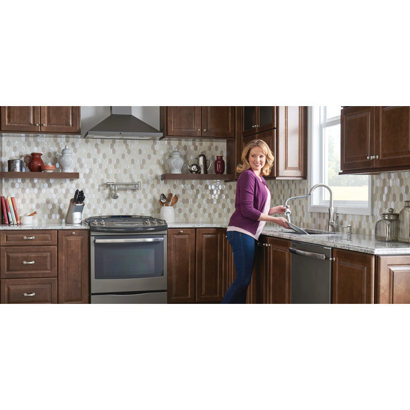 Moen Traditional Wall Mount Swing Arm Folding Pot Filler Kitchen Faucet, Spot Resist Stainless