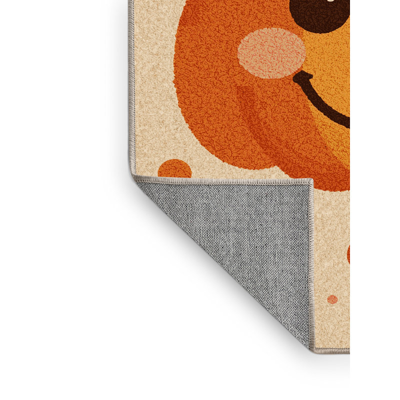 Tapis abstrait moderne et contemporain lavable à la machine Laverock Thanksgiving en brun - reliure beige, 2 pi x 3 pi