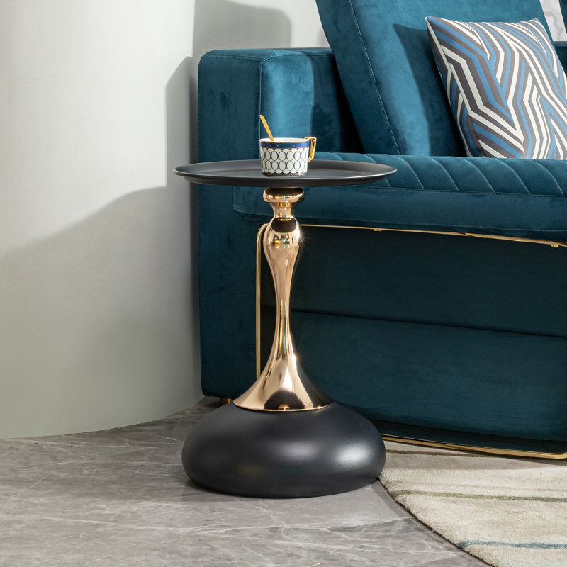 Petite table d'appoint ronde pour petits espaces, Noir