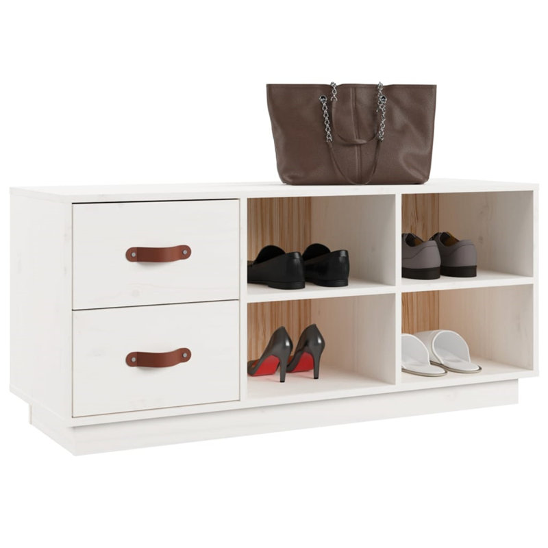 Shoe Bench With Storage -  Scandinavian Design With 2 Drawers And 4 Compartments, Easy Assembly, White