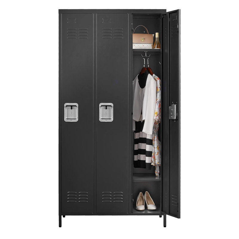 Metal 1 - Tier 90cm School Locker with Key, Black