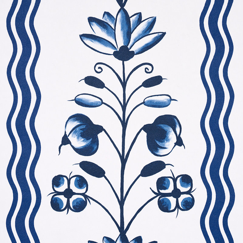 Papier peint Schumacher x Marie-Anne Oudejans, Bleu