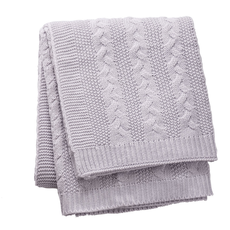 Cable Knit Throw Blanket, Lavender
