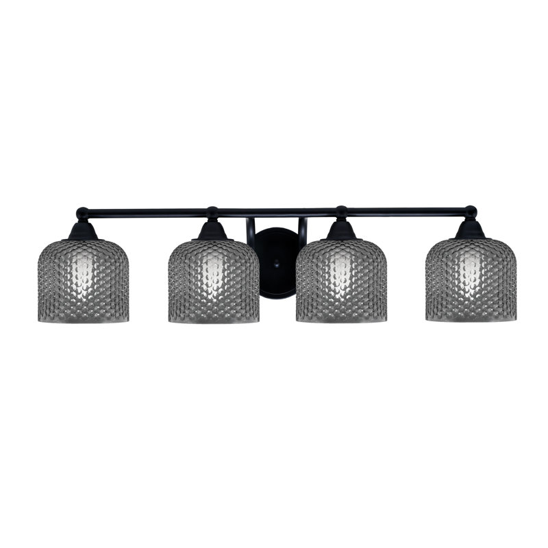 Barre d'éclairage de salle de bain 4 lumières Allexus, Noir mat, Quatre lumières, H 7,5 po x l 31 po x P 8 po