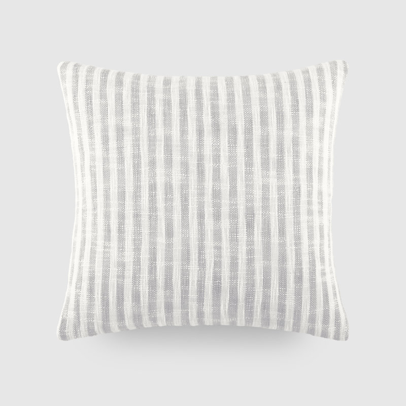 Gray and White Cotton Square Throw Pillow, 20 x 20 inches