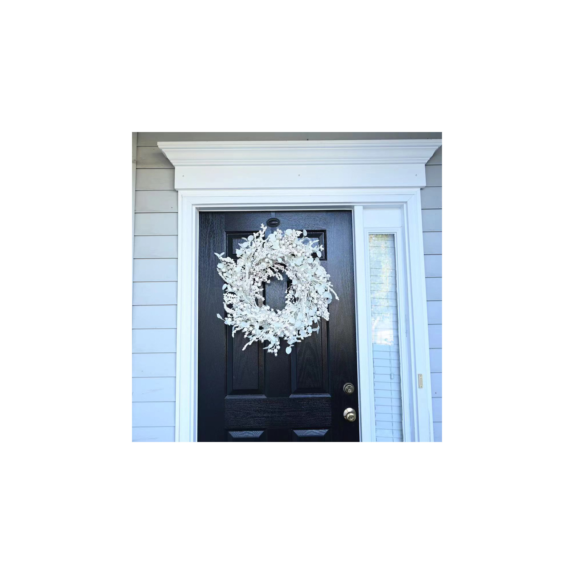 24" Artificial Farmhouse Berry Blossoms Cluster Christmas Day Winter Wreath For Front Door