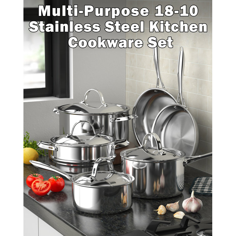 Leejay 10 - Piece Stainless Steel (18/10) Cookware Set