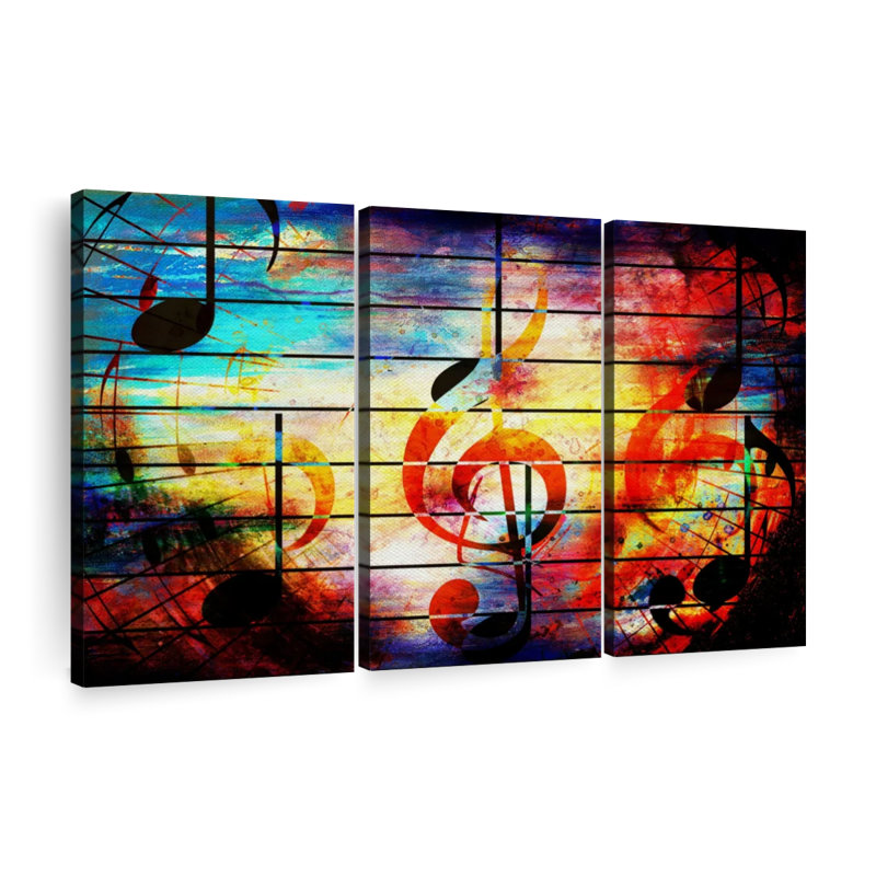 «Abstract Music Grunge», reproduction sur toile, H 48 po x l 74 po x P 1,25 po