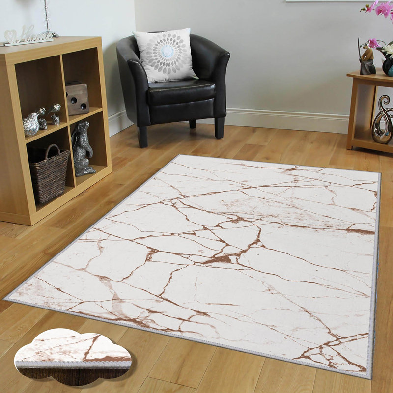Luxurious Woven Area Rug, 5.9 x 9.2 ft, 100% Polyester, Antibacterial | Non-Slip PVC Felt Dot Underside, 0.3 in Pile Height | Machine Washable, 3D Digital Print, Perfect for Living Room & Bedroom Décor