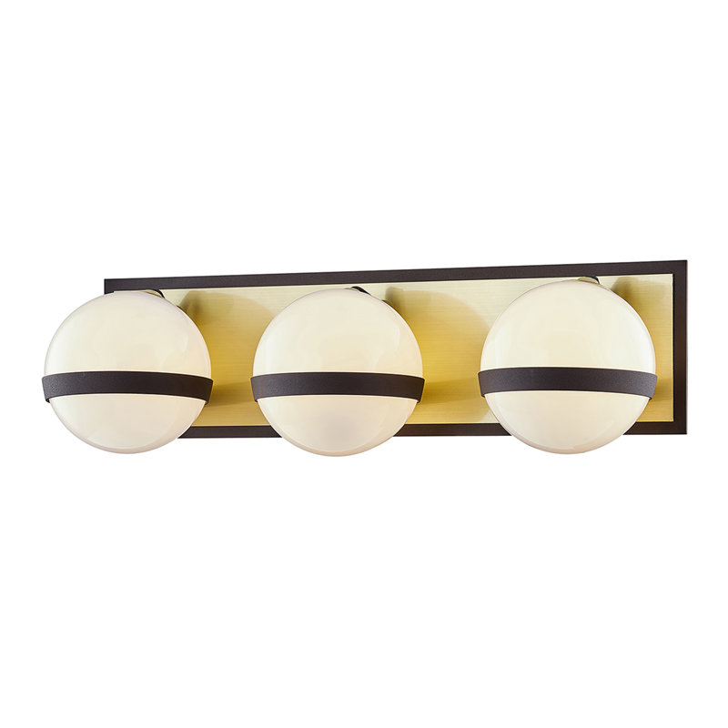 3 - Light Vanity Light, Textured Bronze Brushed Brass